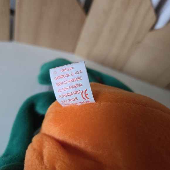 Ty 1998 pumpk'n the pumpkin beanie baby jack-o-lantern tag with cover orange 90s - Picture 10 of 16
